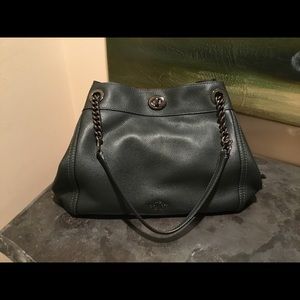 COACH Edie Turnlock Leather Shoulder Bag.